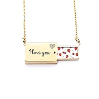 Red Strawberry Fruit Illustration Pattern Letter Envelope Necklace Pendant Jewelry