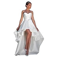 Strapless High Low Satin Prom Dresses Long Formal Evening Dress