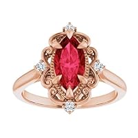 2 CT Vintage Marquise Ruby Engagement Ring 10K White Gold, Halo Filigree Red Ruby Diamond Ring, Victorian Marquise Ruby Ring July Birthstone Ring