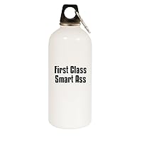 First Class Smart Ass - 20oz Stainless Steel Water Bottle with Carabiner, White