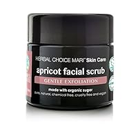 Natural Apricot Facial Scrub by Herbal Choice Mari (Gentle Exfoliation, 3.4 Fl Oz Glass Jar) - Made with Organic Ingredients - No Toxic Synthetic Chemicals - TSA-Approved Travel Size