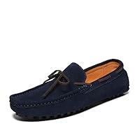 Men's Loafers Suede Leather Moccasins Driving Loafers Boat Shoes Simple Lightweight Anti-Slip Comfortable Casual Slip On (Color : Blue, Size : 8)