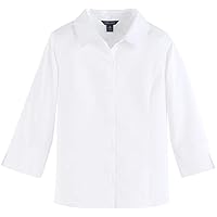 Girls 3/4 Sleeve Feminine Fit Pinpoint Blouse School Uniform