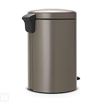 Brabantia New Icon Step Trash Can (5.3 Gal/Platinum) Soft Closing Kitchen Garbage/Recycling Can with Removable Bucket
