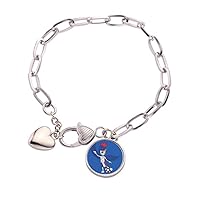 france gallic rooster football Heart Chain Bracelet Jewelry Charm Fashion