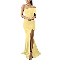 Women's Satin Floor Length Evening Prom Gowns One Sleeve Cocktail Party Dress