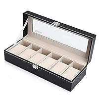 Watch Box,6 Leather Watch Box Case Jewelry Display Storage and 6 Removal Storage Pillows
