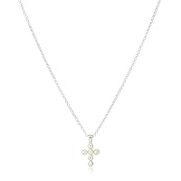 Freshwater Pearl Serenity Cross Necklace. Ideal for Baptism, First Communion Gifts, Quinceañera, Flower Girl and Bridesmaid Gifts