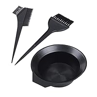 Hair Dye Brush Hair Coloring Dyeing Kit Tool with Brush Bowl Set Double Sided Coloring Hairdressing Black Hair Color Bowl and Brush Set for Salon 3PCS