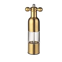 Salt and Pepper Grinder, Manual Stainless Steel Faucet Salt Shakers Mill with Handle, Refillable Adjustable Coarseness, for Home, Restaurant, BBQ,Gold,S