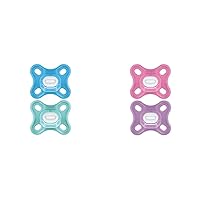 MAM Comfort Baby Pacifier 100% Silicone Sterilizer Case Pack of 2, 0-3 Months (Girl Pack of 2)