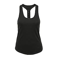 AA Sportswear Ladies Charcoal Racerback Fitness Yoga Gym Vest(8-Black)