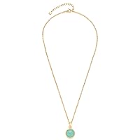Leonardo Jewels Bea Necklace Stainless Steel with Pendant Glass Crystal Turquoise Gold 45-50 cm Length Anchor Chain Women's Jewellery 023059, Stainless Steel, No Gemstone