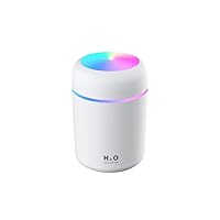 Colorful Cool Mini Humidifier,Essential Oil Diffuser Aroma Essential Oil USB Cool Mist Humidifier,2 Adjustable Mist Modes, Super Quiet,for Car,Office,Bedroom(White)