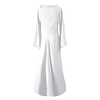 XJYIOEWT Dresses for Women 2024 Party Long, Sleeve V-Neck Women's Length Cosplay Long Floor Medieval Dress Dress Women'