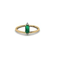 0.25ct Emerald & 0.2ct Diamond Minimal Baguette Ring in 14K Gold May & April Birthstone Rings Valentine Anniversary Birthday Jewelry Gifts for Women Girls