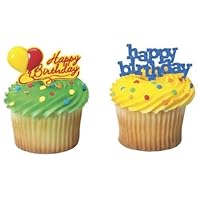 DecoPac Happy Birthday Cupcake Picks (24-Pack),2516-C24