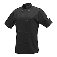 Mercer Culinary M60023BK2X Millennia Women's Short Sleeve Cook Jacket with Traditional Buttons, XX-Large, Black