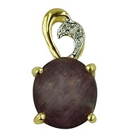 Star Ruby Natural Gemstone Round Shape Pendant 925 Sterling Silver Wedding Jewelry | Yellow Gold Plated