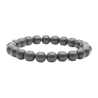 Power Ionics 8mm Gray Tourmaline Beads Balance Health Anion Bracelet for Women, 20 cm High Elastic Size Wristband, Jewellery Gift Box (PG005)