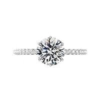 Neerja Jewels 4 Carat Round Moissanite Engagement Ring Wedding Eternity Band Vintage Solitaire Halo Setting Silver Jewelry Anniversary Promise Vintage Ring Gift