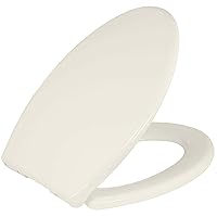 Elongated Toilet Seat BR501-01 Quiet Close, Stain-Resistant and Easy to Keep Clean, Heavy Duty, Fits All Toilet Brands, Executive Series by Bath Royale -Biscuit/Linen