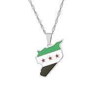 Free Syrian Army Map and Flag Pendant Necklace Men and Women Couple Necklace
