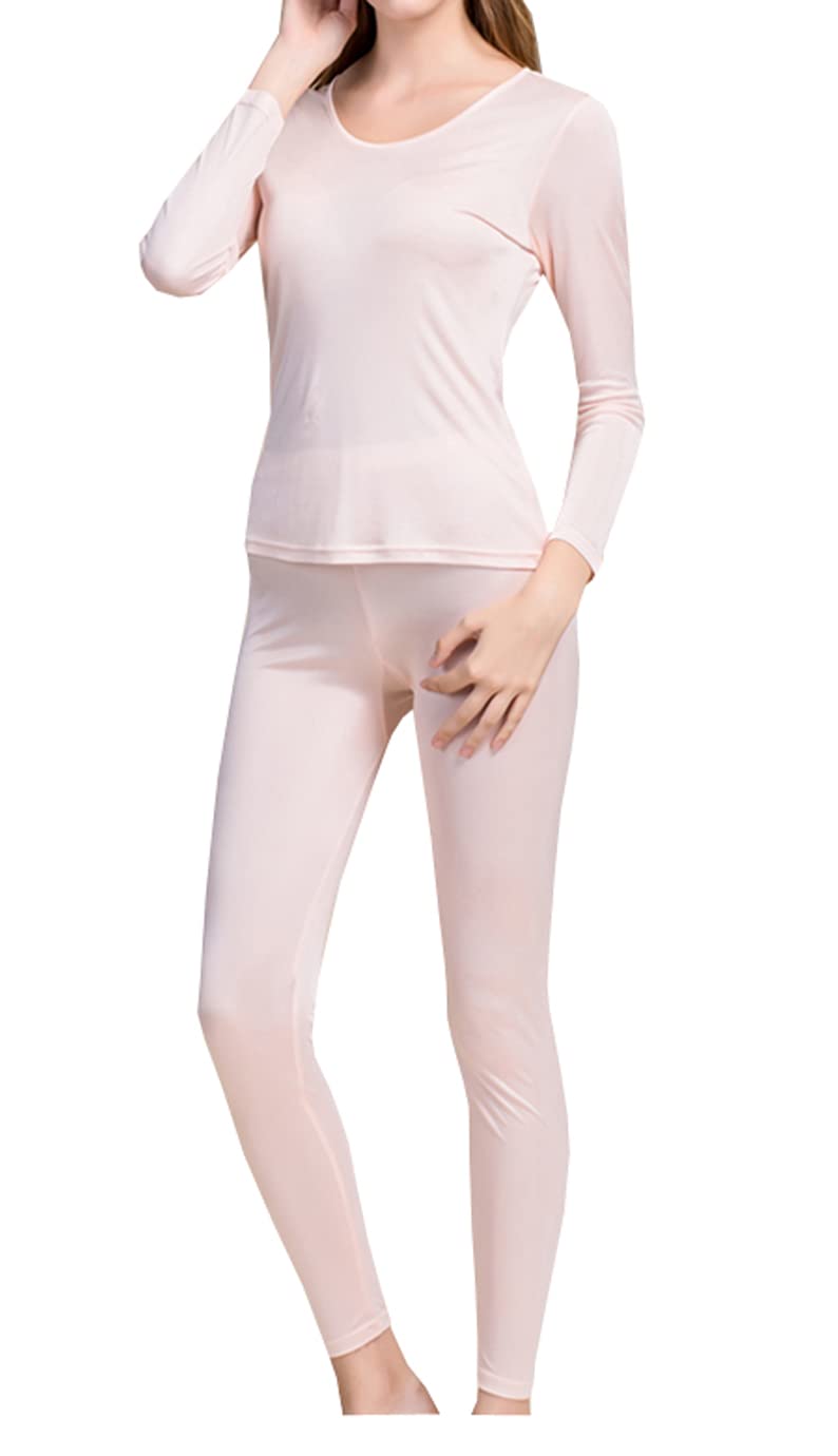 Grenasasilk Women's Silk Long Underwear | Silk Thermal Underwear Sets for Women Mulberry Silk Long Johns