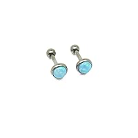 Opal Titanium Bezel Stud Earrings, For Sensitive Ears