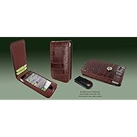 Classic Style Cowhide Leather Case for iPhone 4/4S - Crocodile Magnetic Closure Brown U525COM