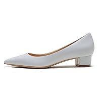 Classic Soft Low Heels Chunky Pumps for Women Pointed-Toe Slip on Matte Pump Shoes