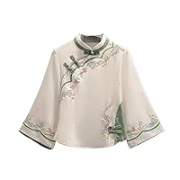 National Style Hanfu Top Chinese Clothing Women Elegance Embroidery China Shirt Suit