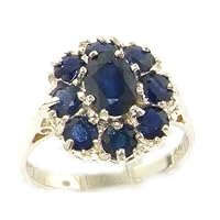 925 Sterling Silver Real Genuine Sapphire Womens Band Ring