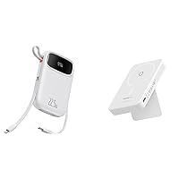 Baseus Portable Charger Power Bank 22.5W 10000mAh Bundle Battery Pack for Magsafe, 5000mAh Wireless Portable Charger PD 20W with Stand and USB-C Cable