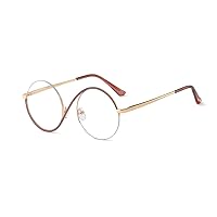 kachawoo Half Rimless Eyeglasses Zero Diopter Glasses Frame 8 S Shape Metal Prescription Round Anti Blue Light Ray Eyewears