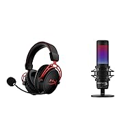 HyperX Cloud Alpha Wireless - Gaming Headset for PC & QuadCast S – RGB USB Condenser Microphone for PC, PS4, PS5 and Mac, Anti-Vibration Shock Mount, 4 Polar Patterns