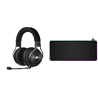 Corsair Virtuoso RGB Wireless XT High-Fidelity Gaming Headset with Bluetooth and Spatial Audio - Works with Mac, PC, PS5, PS4, Xbox Series X/S - Slate & MM700 RGB Extended Cloth Gaming Mouse Pad