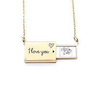 Kiss Me Heart Quote Handwrite Letter Envelope Necklace Pendant Jewelry