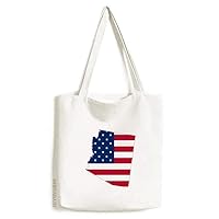 Arizona USA Map Stars Stripes Flag Shape Tote Canvas Bag Shopping Satchel Casual Handbag