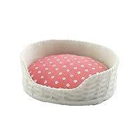 Melody Jane Dollhouse Pink & White Dog Cat Bed Basket & Cushion Miniature Pet Accessory