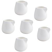 OMAYKEY 3 OZ 6-pcs Mini Porcelain Creamer, Small Ceramic Cream Pitcher Sauce Pitcher Sets Serving for Coffee Tea Milk - White