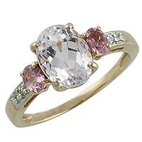 Carillon Stunning Kunzite Oval Shape 9X7MM Natural Earth Mined Gemstone 925 Sterling Silver Ring Wedding Jewelry (Rose Gold Plated) for Women & Men