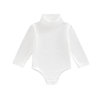 Multitrust Infant Baby Boy Girl Basic Solid Cotton Bodysuit Tops Long Sleeve High Neck Romper Onesie Toddler Baby Clothes