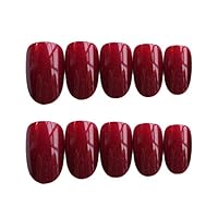 24 Sheet False Nails with Nail Glue French Tips Press On Nails French False Nails Full Cover Acrylic Wine Red Nail Tips for Women Girls