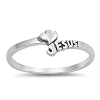 Chevron Jesus Dove Christian Love Ring Word .925 Sterling Silver Band Sizes 4-10