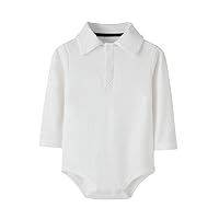 Teach Leanbh Infant Baby Polo Bodysuit Cotton Long Sleeve Pure Color Shirt 3-24 Months (24 Months, White)