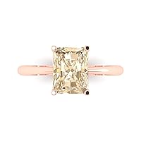 Clara Pucci 2.6 ct Brilliant Radiant Cut Solitaire Brown Morganite Classic Anniversary Promise Bridal ring Solid 18K Rose Gold for Women