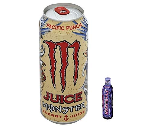 Juice Monster Energy, Pacific Punch, 16 Ounce Cans (Pack of 8) + Tweaker Energy Shot Sample