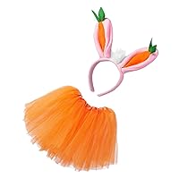 1set Rabbit Ears Head Buckle Bubble Skirt Toddler Girl Hat Prom Dresss Princess Costume for Girls Ball Dresses for Girls Easter Costume Girls Ball Gown Has Child Bunny Hat Make up