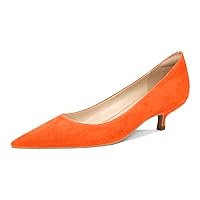 Women's 1.5 Inch Pointed Toe Slip On Suede Kitten Low Heel Pumps Office Work Shoes Formal Business Casual